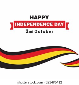 Vector 2nd October Germany Independence Day. German flag lines pattern with ribbon banner and typography. Celebration Card. Illustration