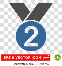 Vector 2nd Place Medal EPS Vector Icon. Illustration Style Is Flat Iconic Bicolor Cobalt And Gray Symbol On A Transparent Background.