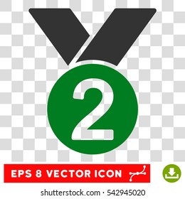 Vector 2nd place Medal EPS vector pictograph. Illustration style is flat iconic bicolor green and gray symbol on a transparent background.