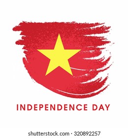 Vector 2nd September Vietnam, Independence Day. pen stroke country flag and typography. Celebration Card. Illustration