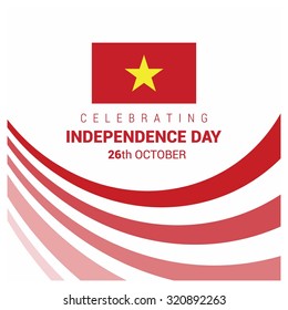 Vector 2nd September Vietnam, Independence Day. red curve line with typography and country Flag. Celebration Card. Illustration