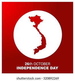 Vector 2nd September Vietnam, Independence Day. Country map in circle on red background. Celebration Card. Illustration