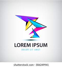 vector 3 abstract colorful arrows icon, logo