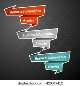 vector 3 arrow banners business infographic process diagram compare service banner presentatoin. Three steps to achieve this goal. Three glossy strip for your annotations. Three full-color sticker.
