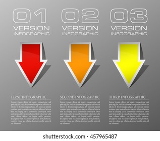 vector 3 arrow banners business infographic process diagram compare service banner presentatoin. Three steps to achieve this goal. Three full-color sticker for your annotations.