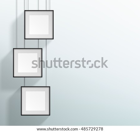 Vector 3 Blank Black Realistic Square Hanging Frames Design