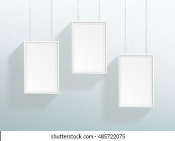 Vector 3 Blank White Realistic Hanging Frames Design
