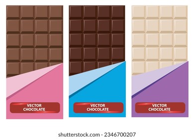 vector 3 chocolate bars with color wrap