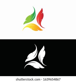 Vector 3 colorful feather logo design