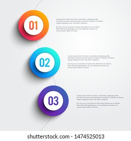 Vector 3 Colorful Marker Shapes Line Infographic. Three Step Template Design