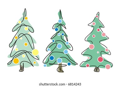 vector of 3 different christmas trees