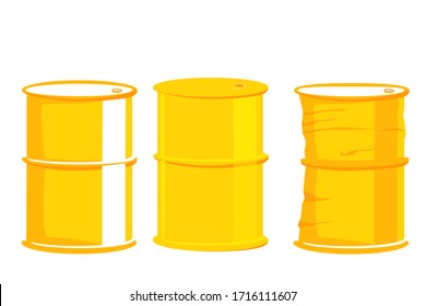 Vector, 3 different Condition Yellow Barrel, Isolated on White
