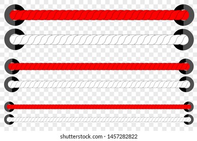 Vector, 3 Different Size, Red and White Horizontal Rope, for Indonesia Independence Day Celebration or Your Related Element Design
