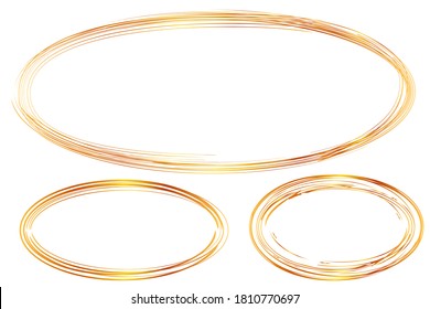 Vector 3 Hand Draw Sketch Golden Circle Frame from Multiple Black thic market for your element design, isolated on white

