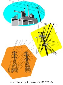 VECTOR 3 Illustrations of an industrial cityscape.