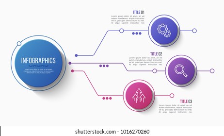 Vector 3 options infographic design, structure chart, presentation template. Editable stroke and global swatches.