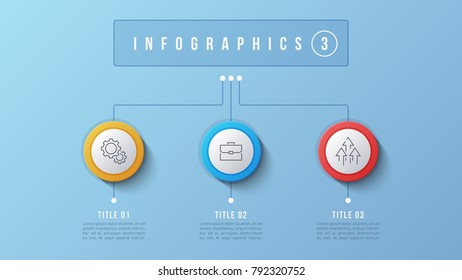 Vector 3 options infographic design, structure chart, presentation template. Editable stroke and global swatches