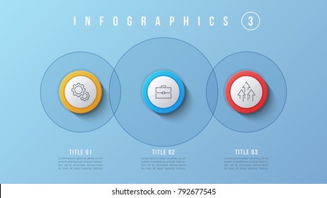 Vector 3 options infographic design, presentation template.  Editable stroke and global swatches.