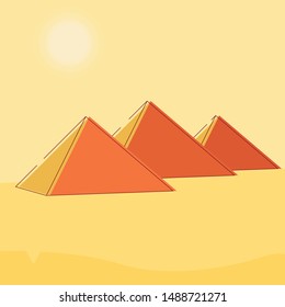 Vector 3 pyramids in a hot desert