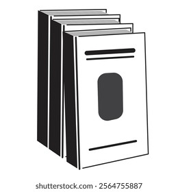 vector 3 standing books seen from the front side angle can be used as an icon.