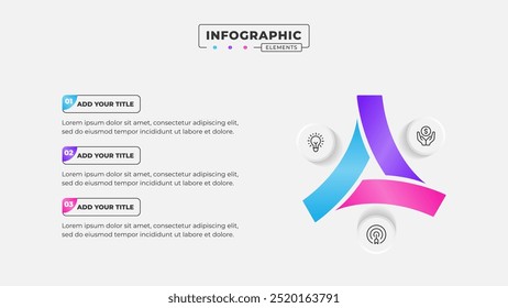 Vetor 3 etapas processo de negócios infográfico modelo de design