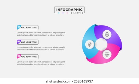 Vetor 3 etapas processo de negócios infográfico modelo de design