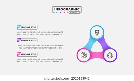 Vetor 3 etapas processo de negócios infográfico modelo de design