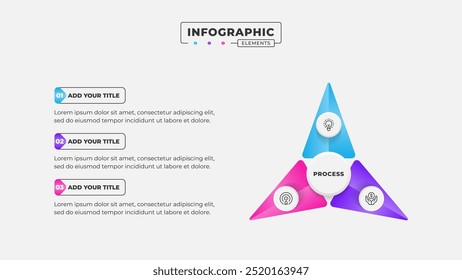 Vetor 3 etapas processo de negócios infográfico modelo de design