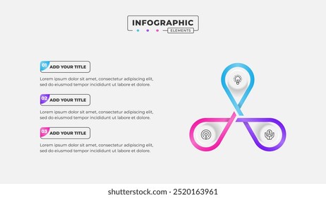 Vetor 3 etapas processo de negócios infográfico modelo de design