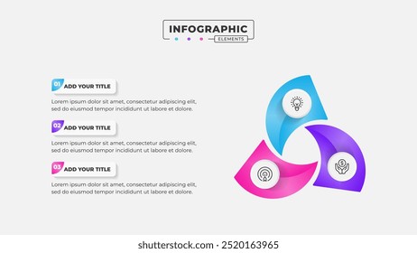 Vetor 3 etapas processo de negócios infográfico modelo de design