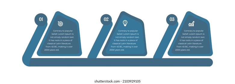 Vector 3 steps infographics template for chart, diagram, web design, presentation, workflow layout. Business process 3 steps infographic template or texts box design.