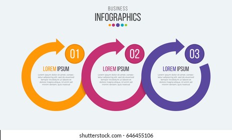 Vector 3 Steps Timeline Infographic Template With Circular Arrows