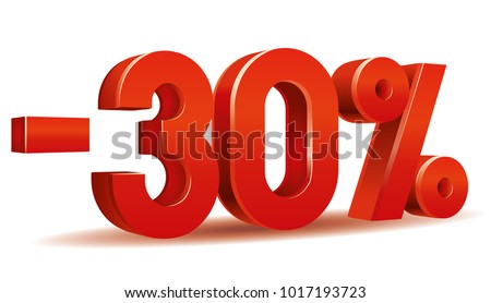 Vector of -30 percent in white background