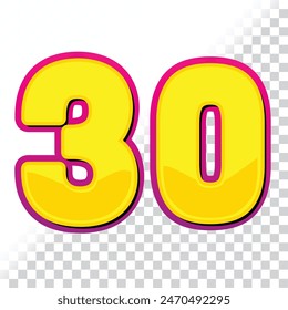 Vektorgrafik 30 PNG und 30 Prozent 3D PNG goldene Farbe und Rabatt 30 Prozent Rabatt auf PNG und Banner Design Sonderrabatt Banner  