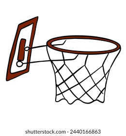 Vector 3000*3000 300dpi. A basketball net hangs from a hoop, suspended in anticipation of a successful shot.