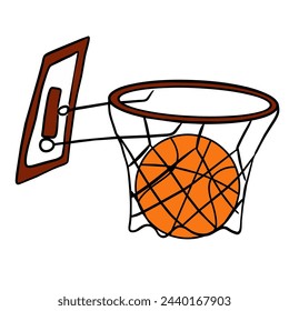 Vector 3000*3000 300dpi. A basketball net hangs from a hoop, suspended in anticipation of a successful shot. 