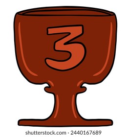 Vector 3000*3000 300dpi. In an illustration, a gleaming copper trophy stands proudly atop a pedestal, symbolizing achievement and victory.