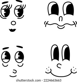 Vector 30s retro cartoon faces