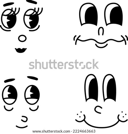 Vector 30s retro cartoon faces