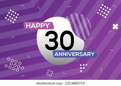 Vector 30th year anniversary logo vector design anniversary celebration with colorful geometric shape

