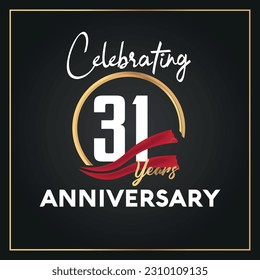 Vector 31st year anniversary celebration logo with ring and elegance golden color isolated vector design