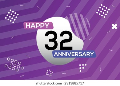 Vector 32nd  year anniversary logo vector design anniversary celebration with colorful geometric shape
