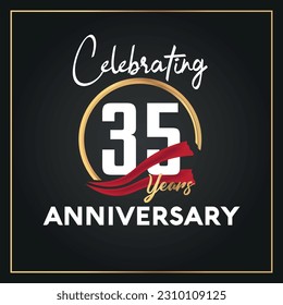 Jubiläum-Logo zum 35-jährigen Vektor mit Ring und eleganter goldener Farbe, einzelne Vektorgrafik-Design