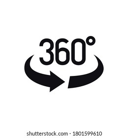 Vector 360 degrees view icon isolated on white background. Math symbol, full rotaion, download sign.10 eps