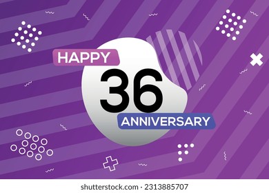 Vector 36th year anniversary logo vector design anniversary celebration with colorful geometric shape
