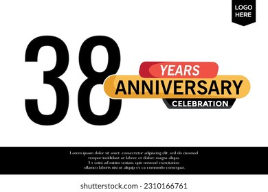 Vector 38th anniversary celebration logotype black yellow colored isolated on white background