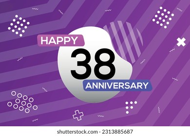 Celebración del aniversario del diseño vectorial del logo del 38º aniversario del vector con forma geométrica de color
