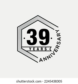 Vektor 39 Jahre feiert Jubiläumsdesign-Vorlage. Vektordesign und Illustration.
