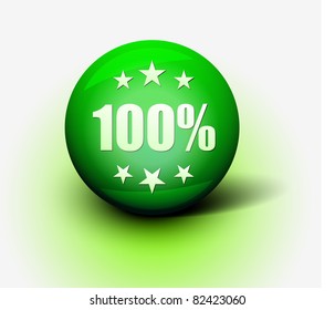 Vector 3d 100% off green sphere isolated.