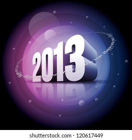 Vector 3d 2013 and "Happy New Year" text. Elements are layered separately in vector file.